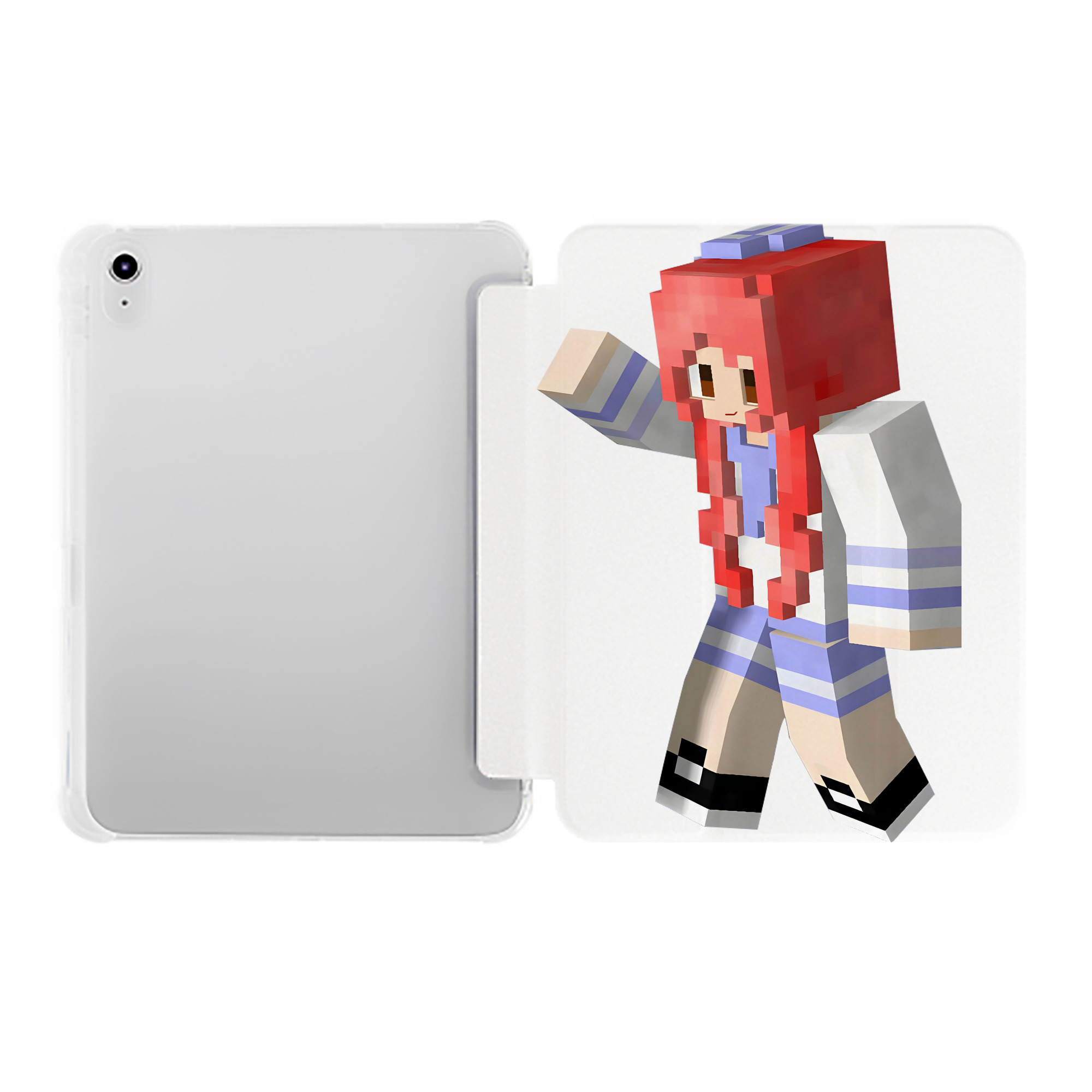 （画像用） マインクラフト ブロックの世界 Minecraft MC Block world IPad ケース ペン収納付き 三つ折りスタンド PUレザー×シリコン 対応機種9.5/10.5/10.9インチ
